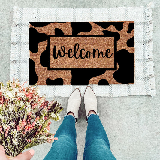 Cow Print Welcome Doormat