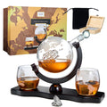 Globe Whiskey Decanter Set with 2 Etched Glasses - 850ml