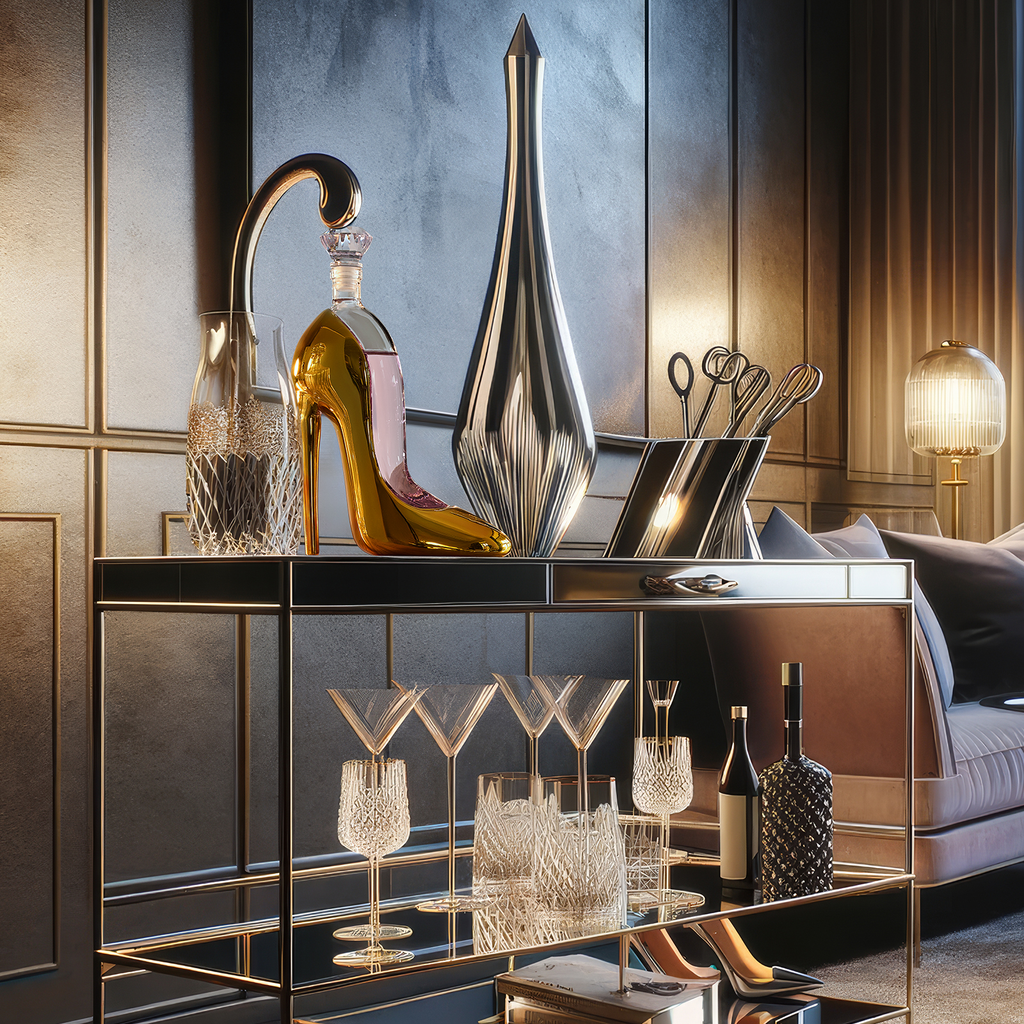 Gold Heel Stiletto High Heels Shape Decanter Whiskey and Wine Decanter with Stopper - High Heel Decanter for Wine Liquor Bourbon Tequila, Elegant Decanter Gifts for Women - Copyright Design-1