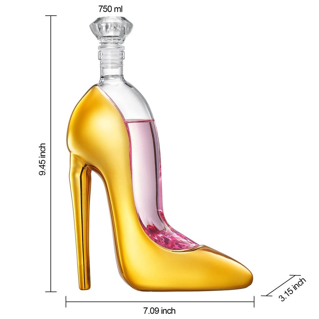 Gold Heel Stiletto High Heels Shape Decanter Whiskey and Wine Decanter with Stopper - High Heel Decanter for Wine Liquor Bourbon Tequila, Elegant Decanter Gifts for Women - Copyright Design-2