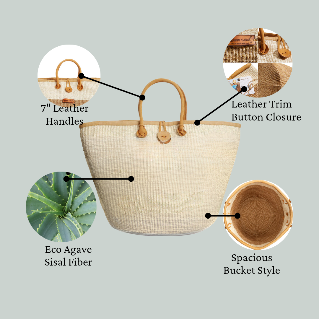 Balance Point Handwoven Straw Sisal Basket Tote Bag
