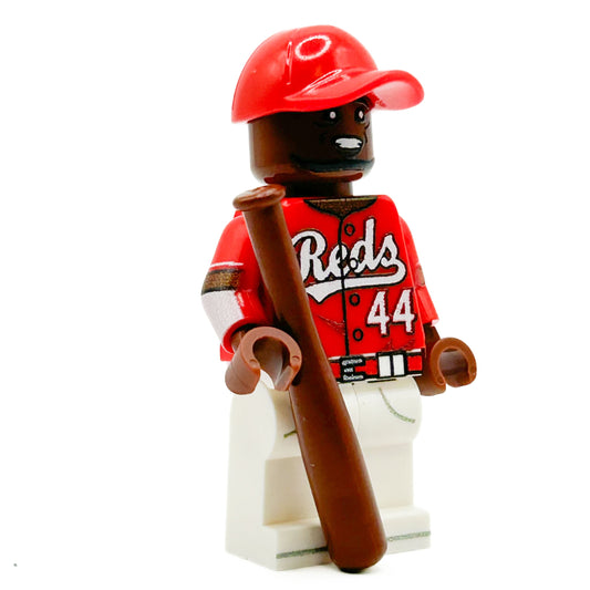 #44 Cincinnati Baseball Player Minifig made using LEGO parts - B3 Customs