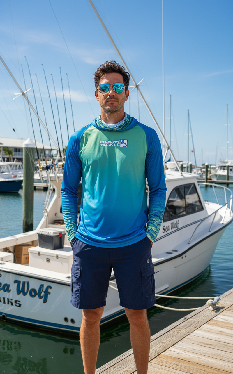 Men's Mahi Camo UV Fishing Hoodie Mask L/S