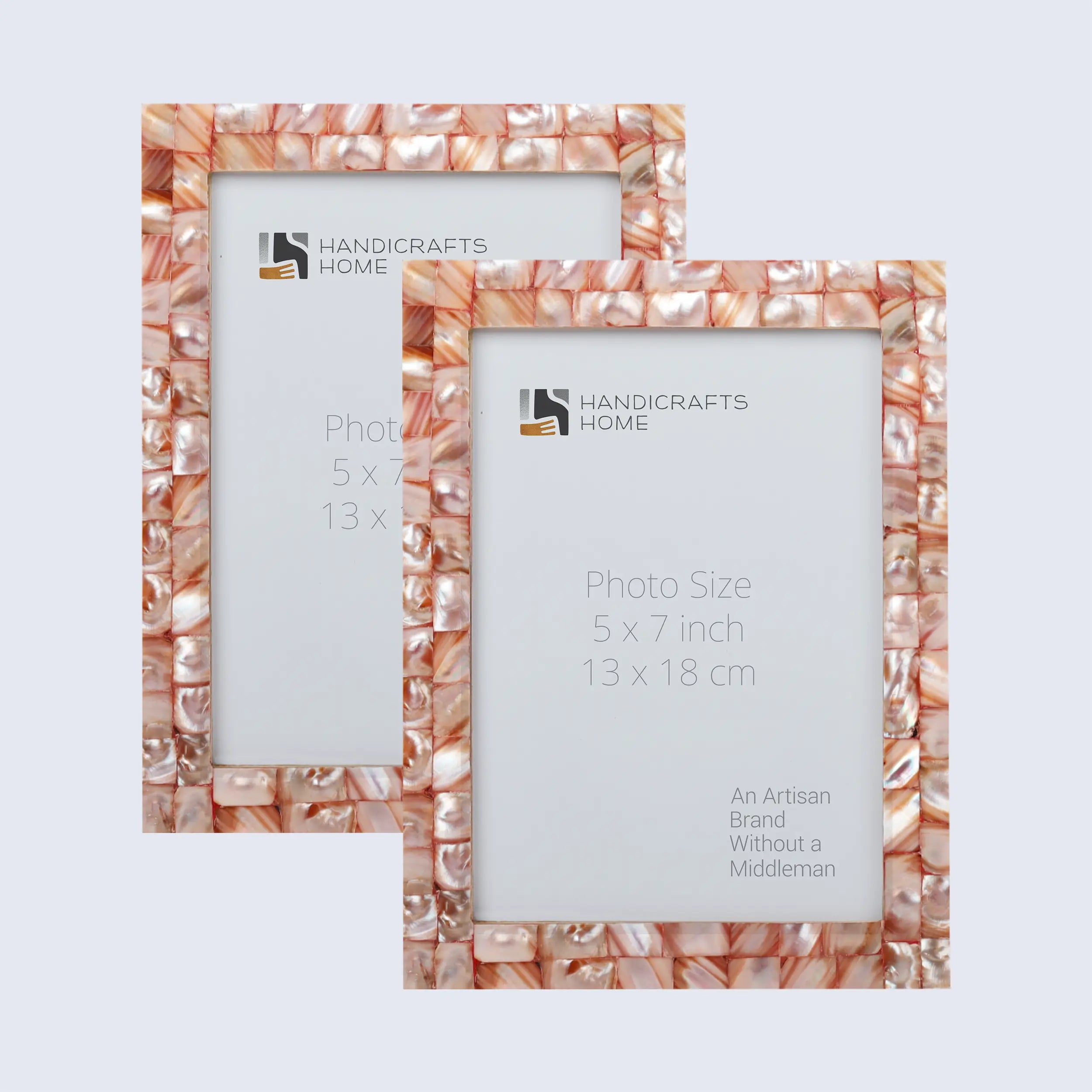 Picture Frame Mother of Pearl Collection  Pack of 2 Pink - 3 Sizes