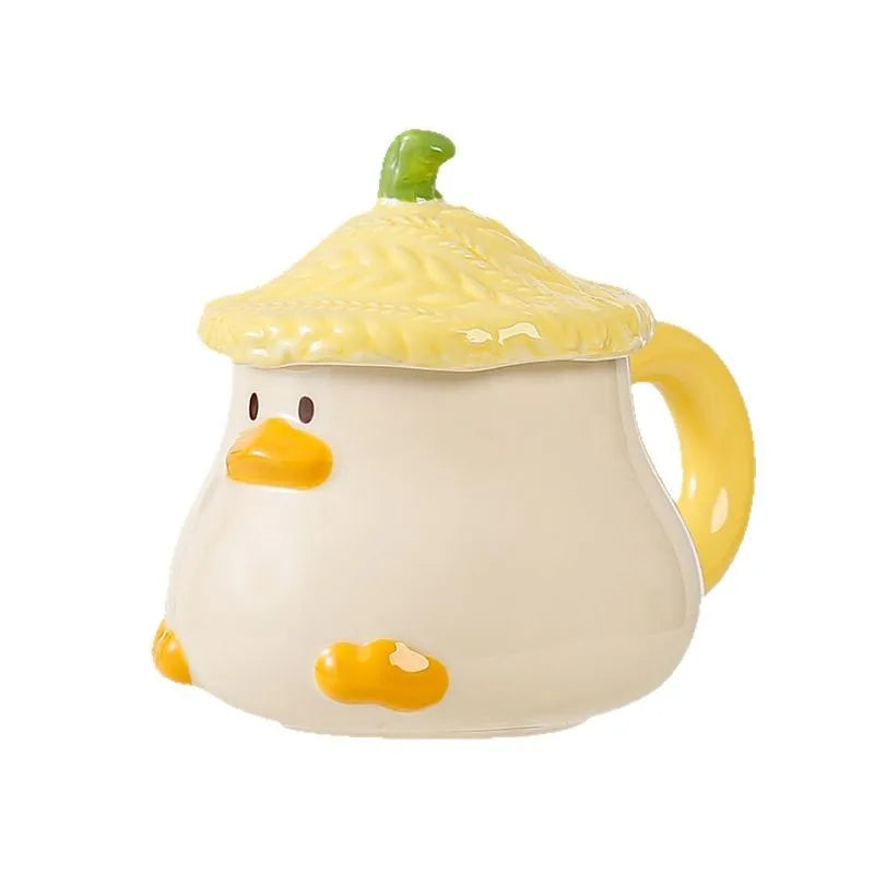 Kawaii Duck Mug With Lid