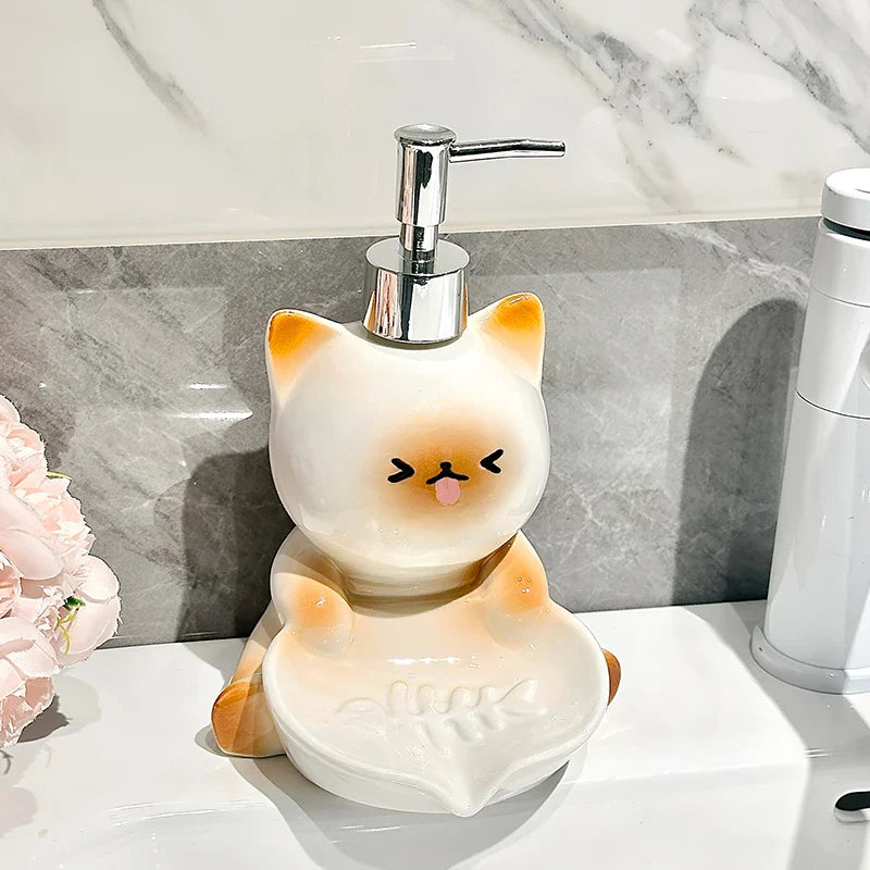 Kawaii Cat Lotion Dispenser & Soap Dish