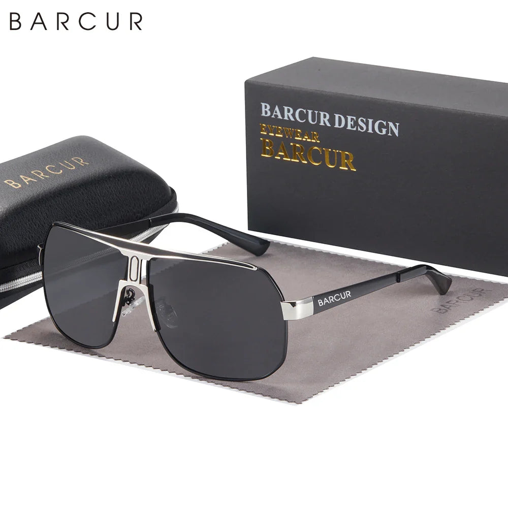 BARCUR Polarized Sunglasses for Men - UV400 Gradient Lens Oval Frame