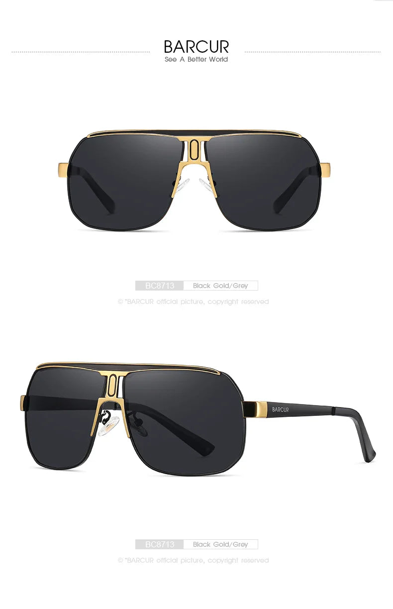 BARCUR Polarized Sunglasses for Men - UV400 Gradient Lens Oval Frame