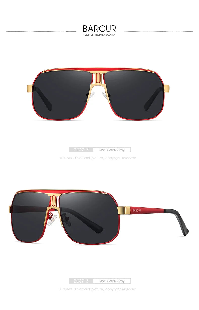 BARCUR Polarized Sunglasses for Men - UV400 Gradient Lens Oval Frame