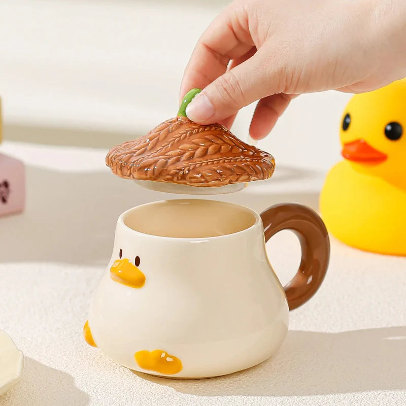 Kawaii Duck Mug With Lid