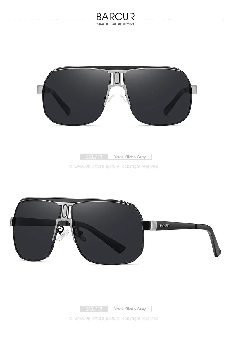 BARCUR Polarized Sunglasses for Men - UV400 Gradient Lens Oval Frame