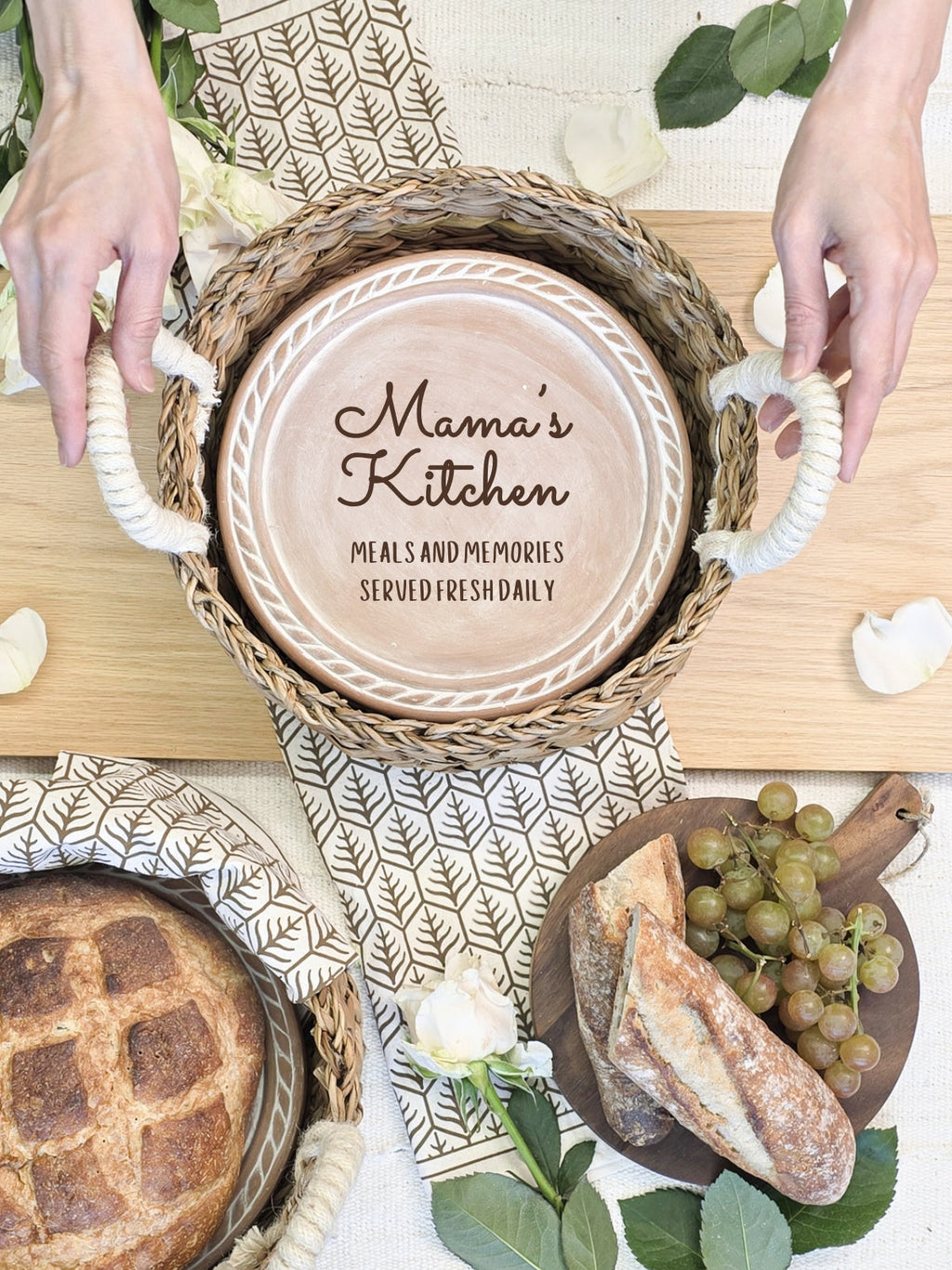 Bread Warmer & Basket Gift Set with Tea Towel - Mom Round-1