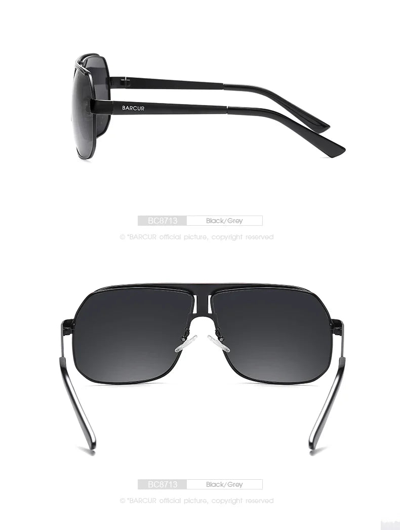 BARCUR Polarized Sunglasses for Men - UV400 Gradient Lens Oval Frame