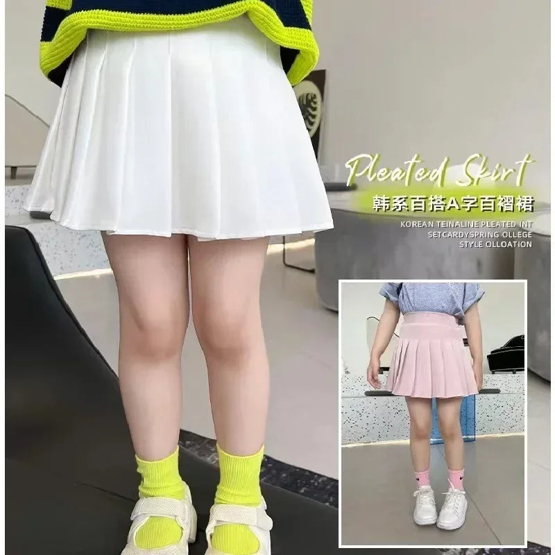 1pcs Spring Summer Girls Pleated Skirt Students Elastic A-line Skirt Kids College Style jk Skirts Childrens Fashion Short Skirts
