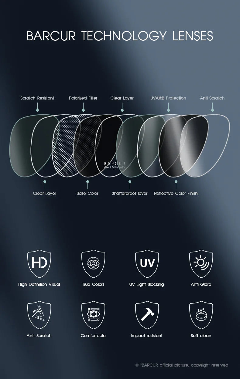 BARCUR Polarized Sunglasses for Men - UV400 Gradient Lens Oval Frame