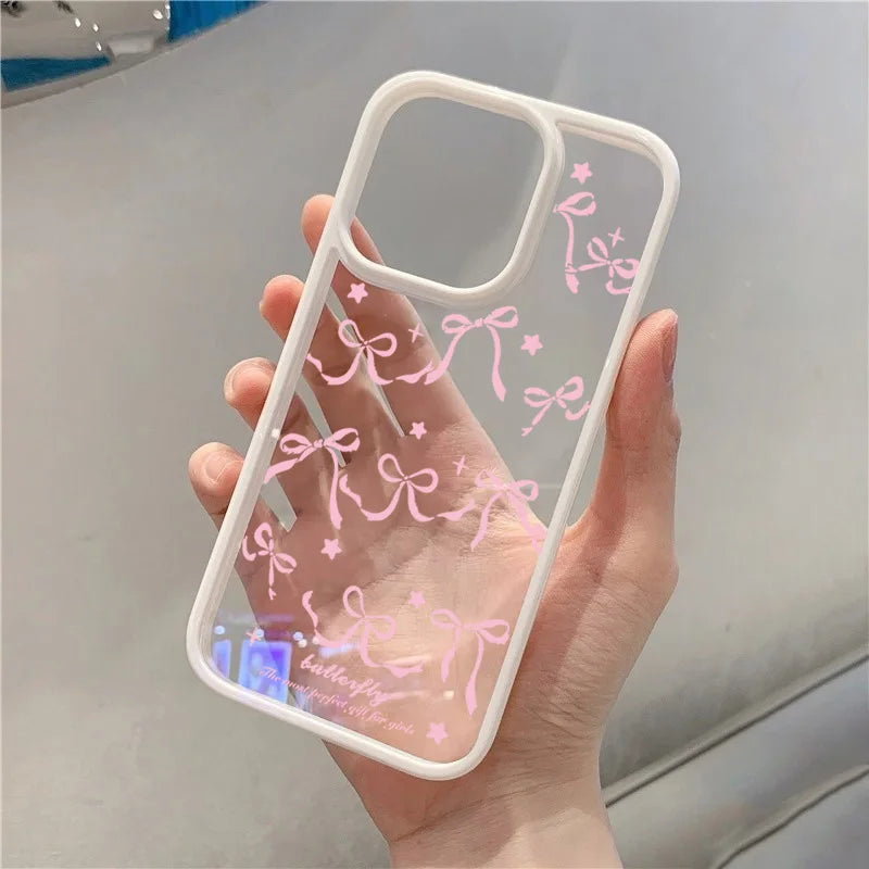 Pink Bowknot Clear Phone Case