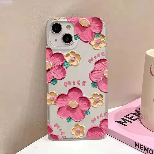 Oil Painting Flower Simple Phone Case For iPhone