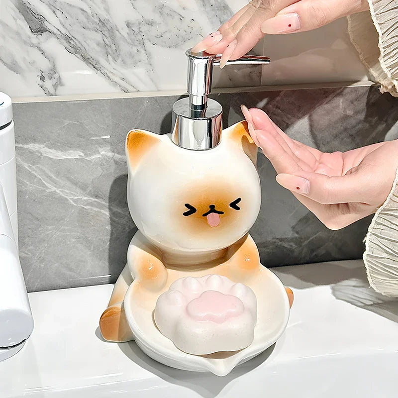 Kawaii Cat Lotion Dispenser & Soap Dish