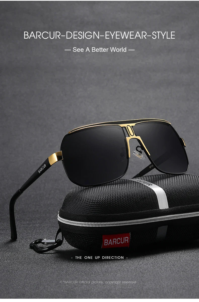 BARCUR Polarized Sunglasses for Men - UV400 Gradient Lens Oval Frame