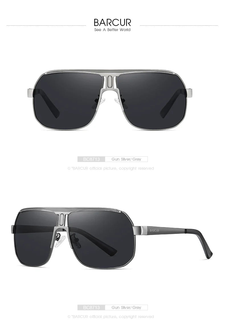 BARCUR Polarized Sunglasses for Men - UV400 Gradient Lens Oval Frame