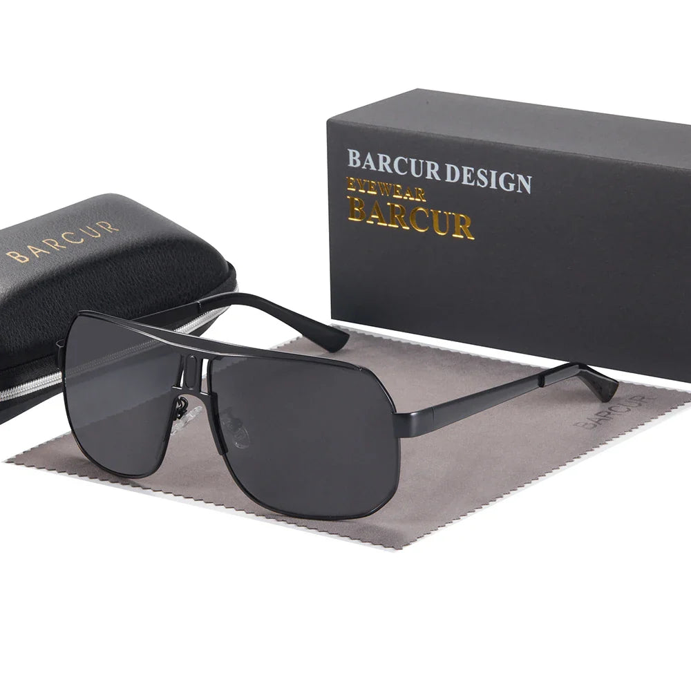 BARCUR Polarized Sunglasses for Men - UV400 Gradient Lens Oval Frame
