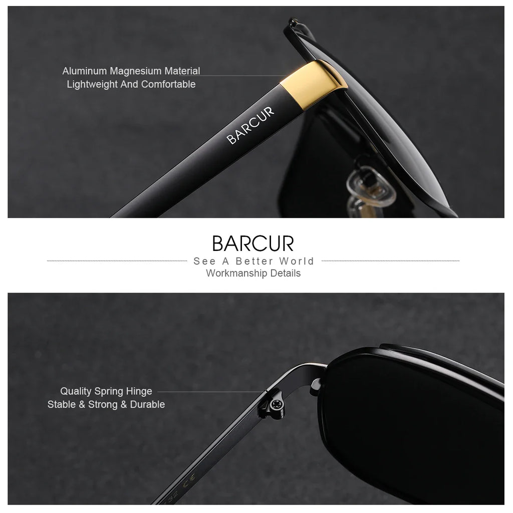 BARCUR Polarized Sunglasses for Men - UV400 Gradient Lens Oval Frame