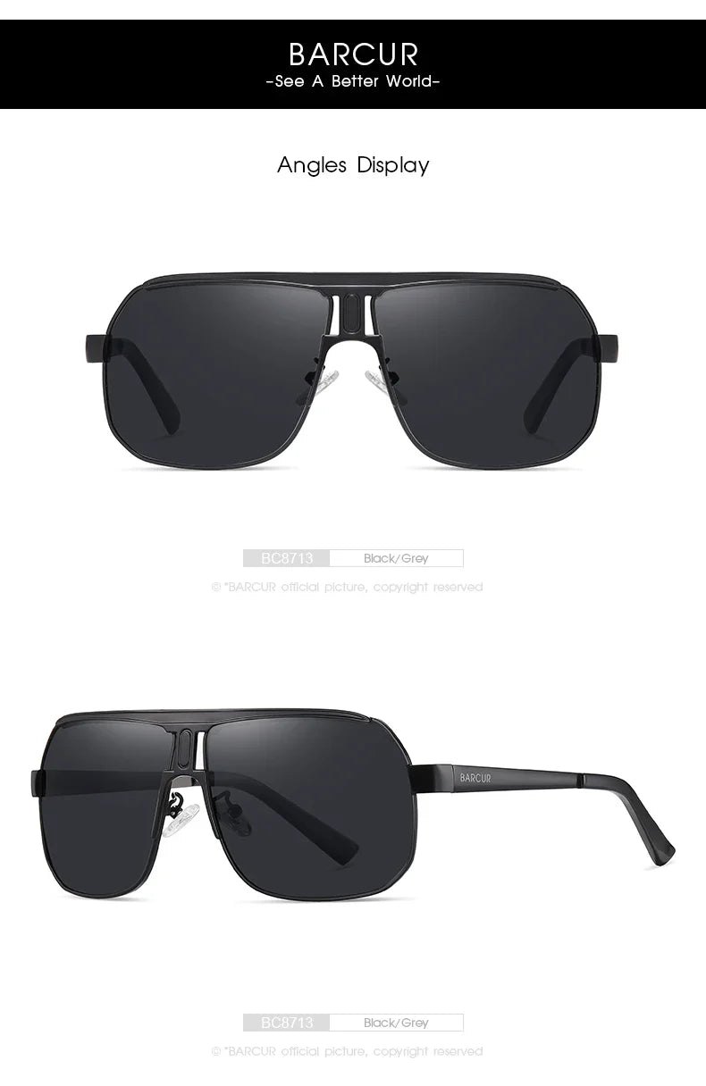 BARCUR Polarized Sunglasses for Men - UV400 Gradient Lens Oval Frame