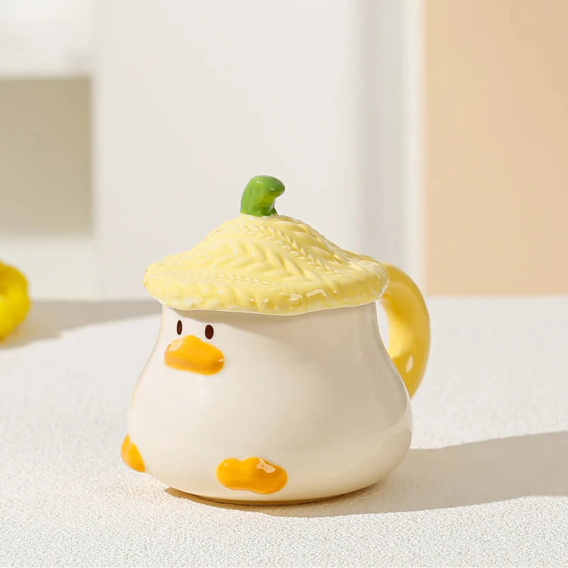 Kawaii Duck Mug With Lid