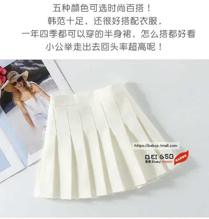 1pcs Spring Summer Girls Pleated Skirt Students Elastic A-line Skirt Kids College Style jk Skirts Childrens Fashion Short Skirts