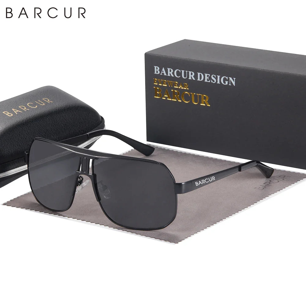 BARCUR Polarized Sunglasses for Men - UV400 Gradient Lens Oval Frame