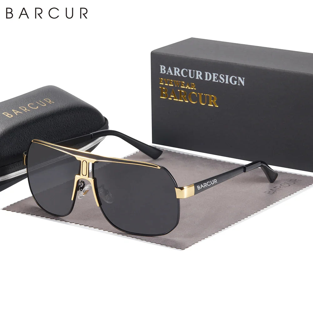 BARCUR Polarized Sunglasses for Men - UV400 Gradient Lens Oval Frame