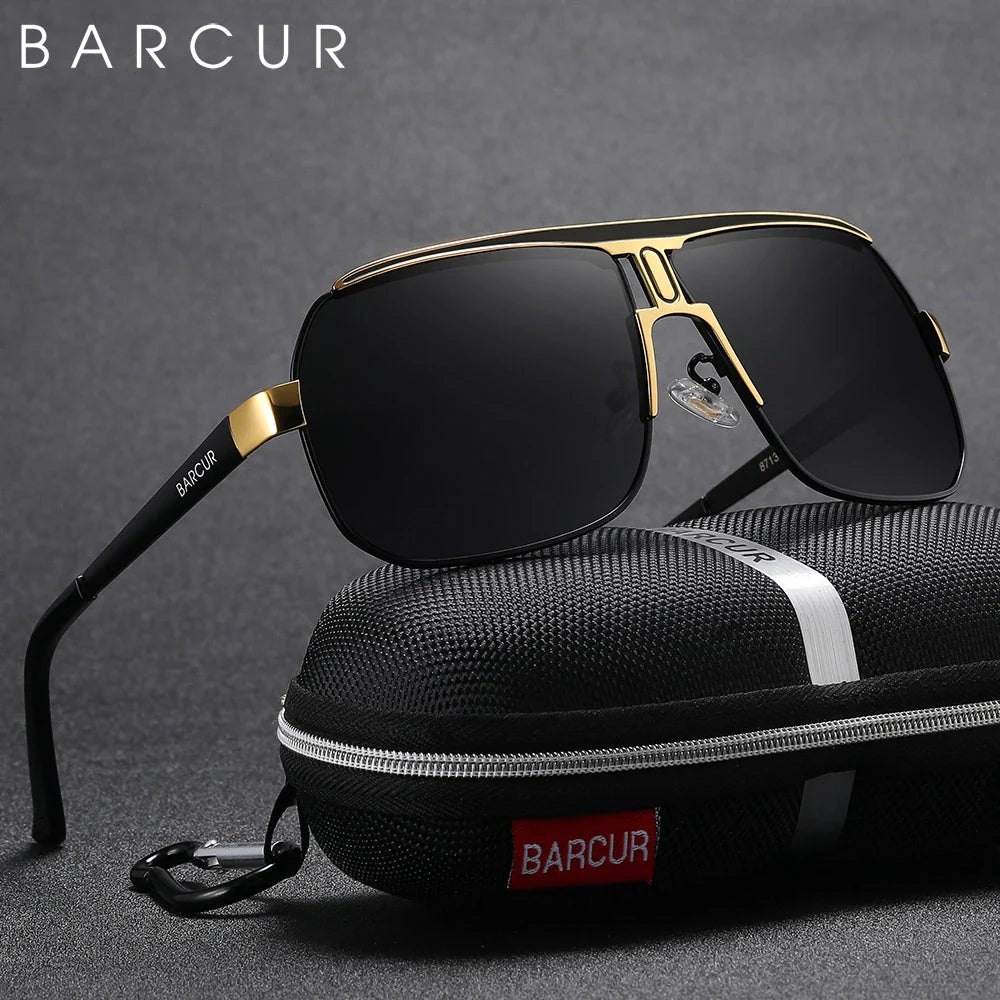 BARCUR Polarized Sunglasses for Men - UV400 Gradient Lens Oval Frame
