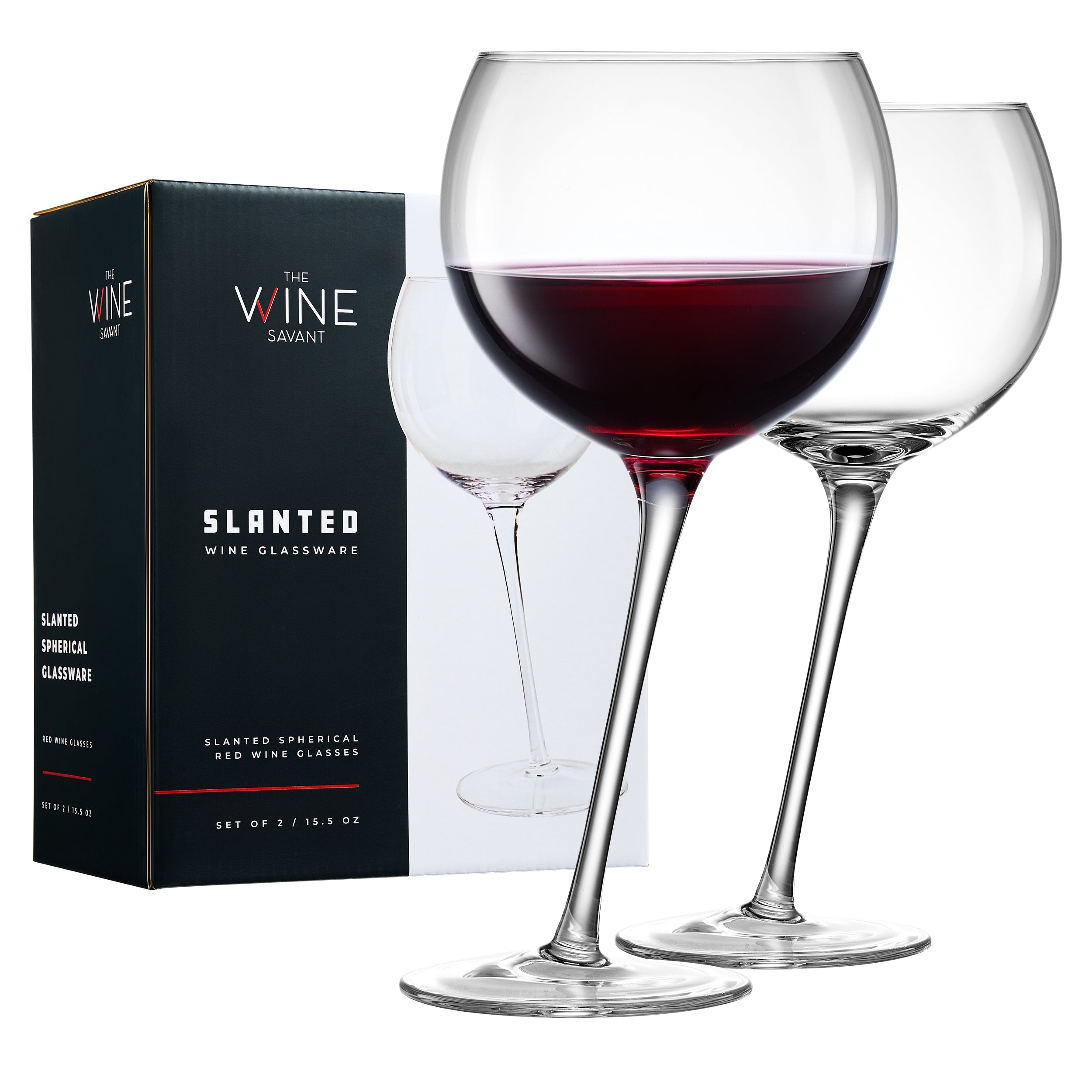 Tipsy Wine Glasses Set of 2 - 15.5OZ Unique Tilted Stemless Wine Glasses for Red or White Wine - Funny Novelty Drinkware for Parties, Bars, and Home Gift Idea - Lead-Free, Dishwasher Safe Glassware-0