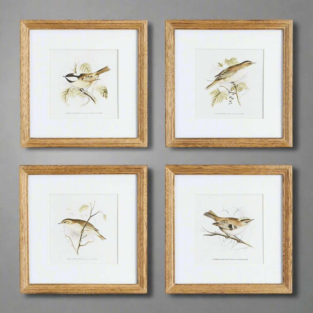 Vintage Songbird Prints Wall Art (Set of 4)