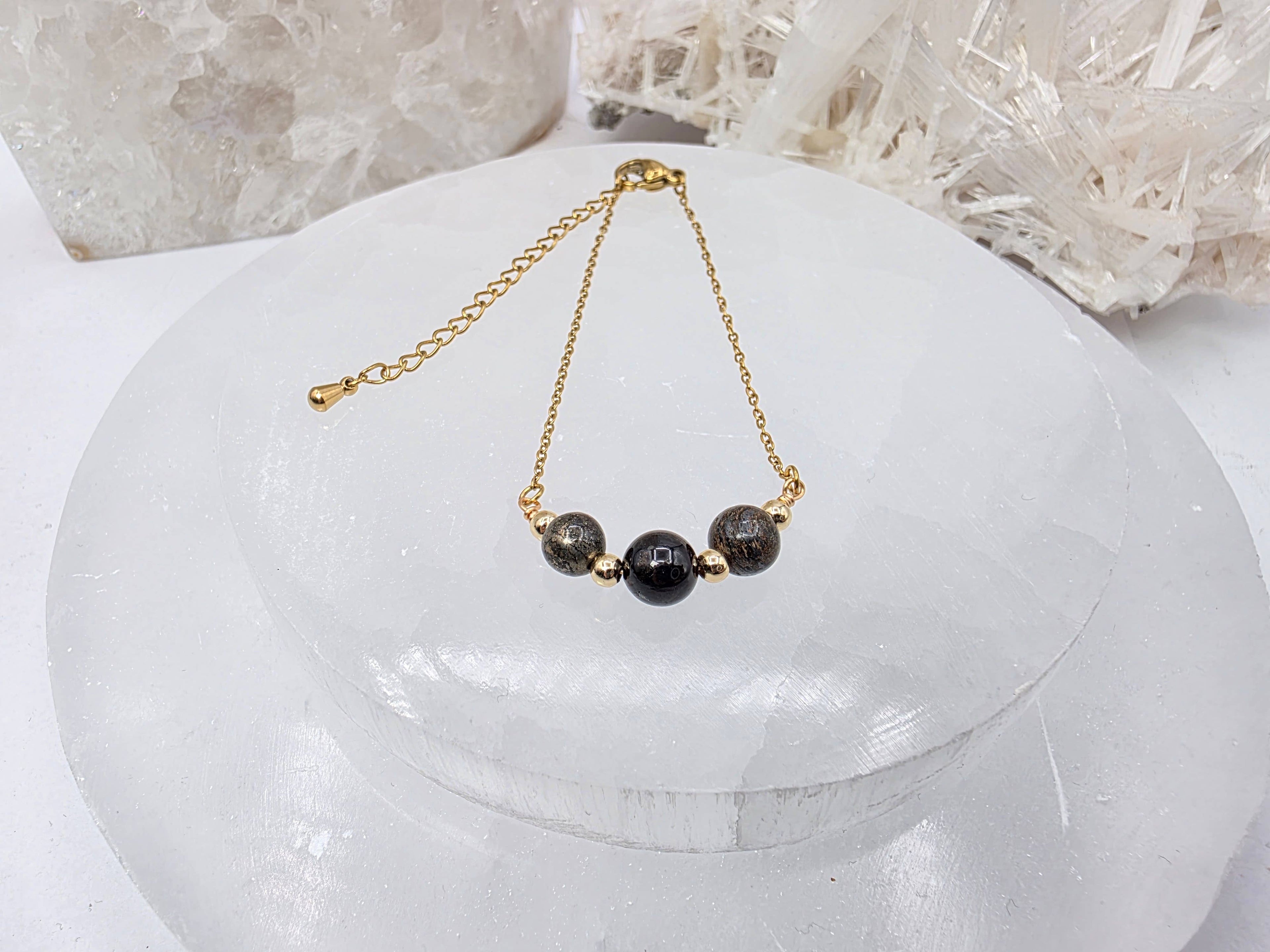 STAY IN MY POWER - Pyrite, Bronzite, Garnet Jewelry Set