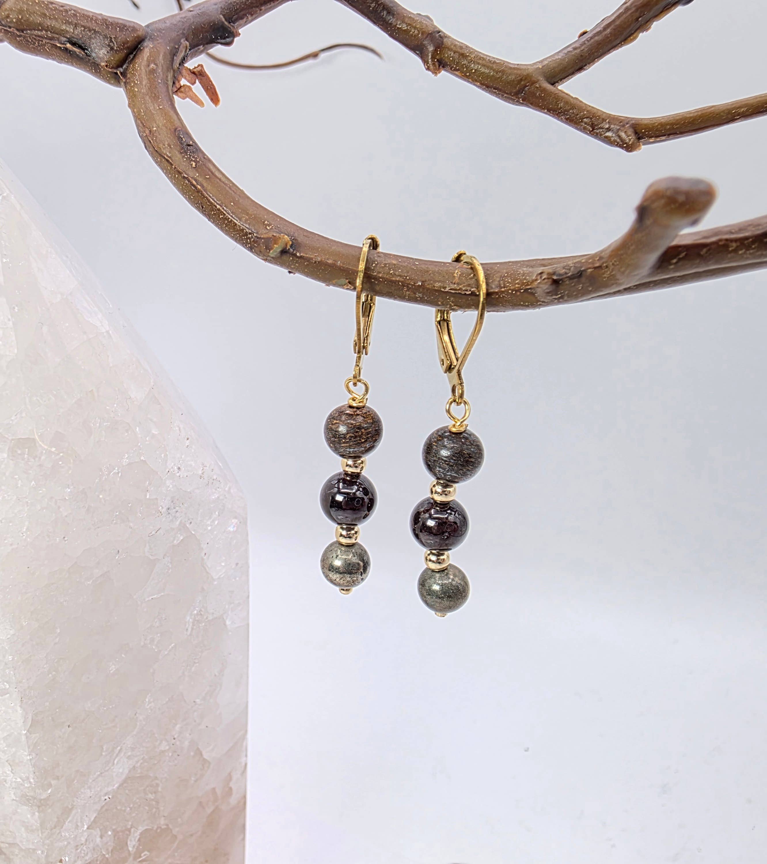 STAY IN MY POWER - Pyrite, Bronzite, Garnet Jewelry Set