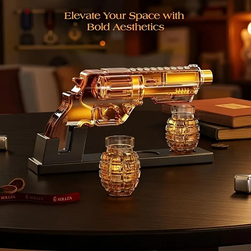Magnum Revolver Whiskey Decanter Set