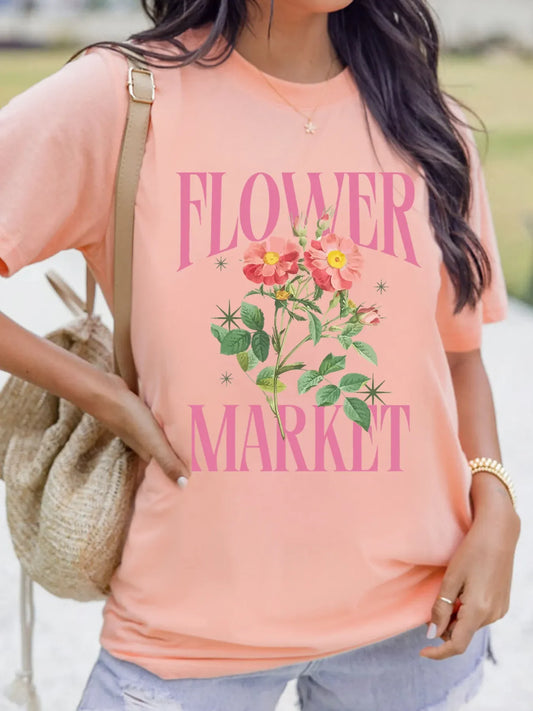 FLOWER MARKET Graphic Crewneck T Shirt