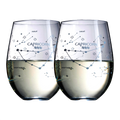 Set of 2 Zodiac Sign Wine Glasses with 2 Wooden Coasters by The Wine Savant - Astrology Drinking Glass Set with Etched Constellation Tumblers for Juice, Water Home Bar Horoscope Gifts 18oz (Capricorn)-0