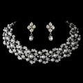 Crystal Pearl Necklace And Earrings Bridal Jewelry Set