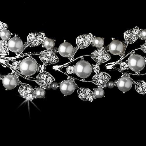 Crystal Pearl Necklace And Earrings Bridal Jewelry Set