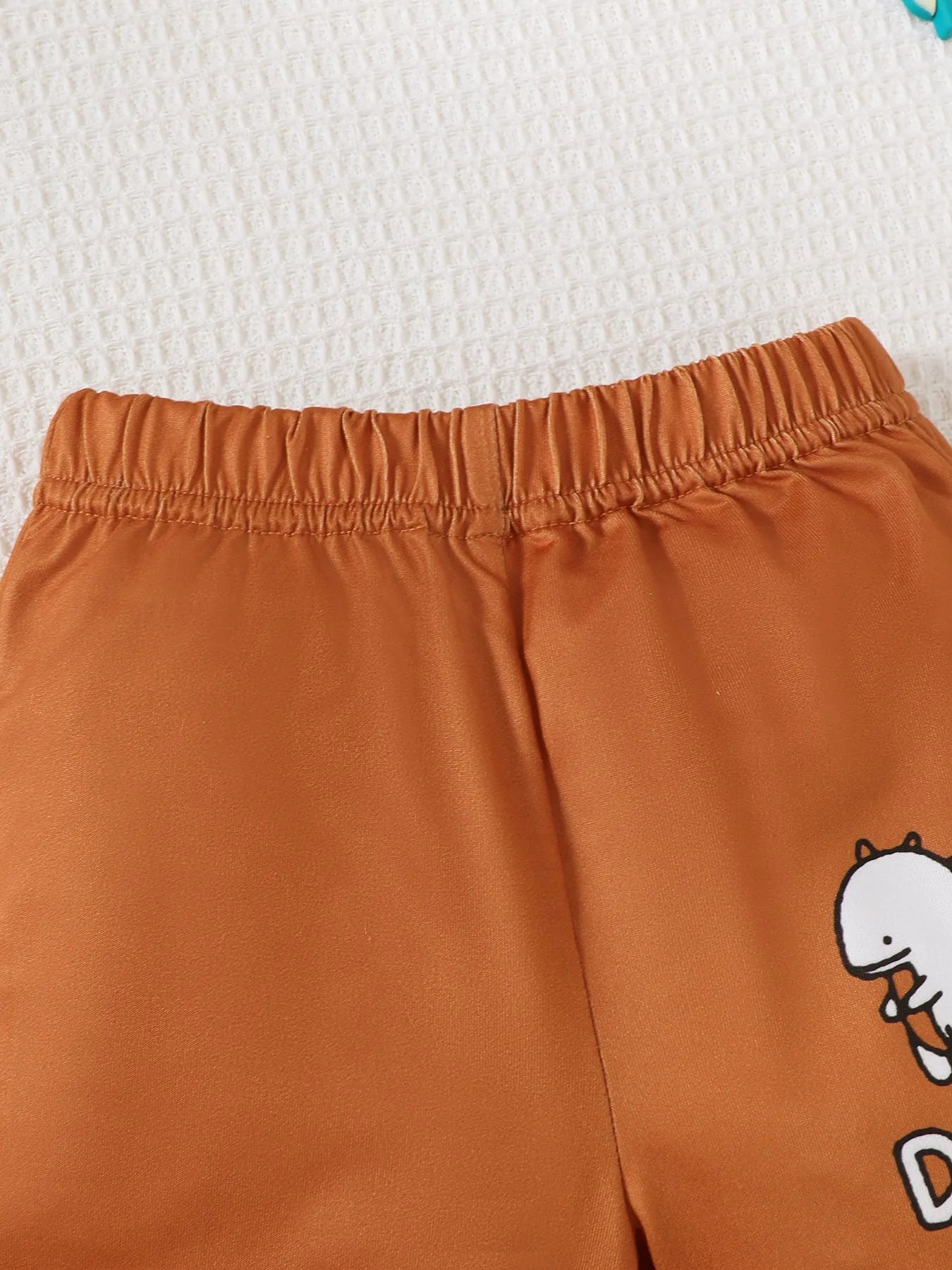 Children's Dinosaur Checkered Sleeveless Hooded Top and Shorts Set