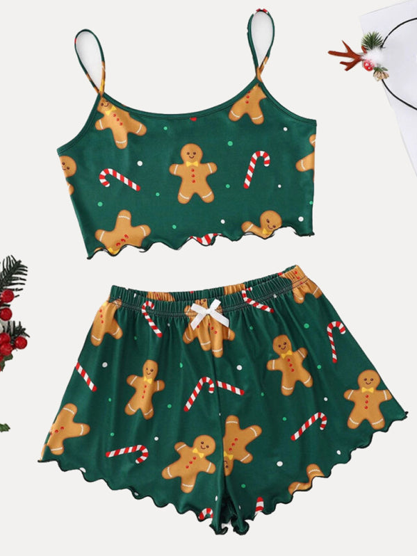 Holiday Santa Print Sleeveless Pajama Set for Kids - Fun & Comfort