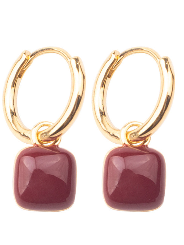 Red Bean Spiral Ear Clip Earrings - No Piercing