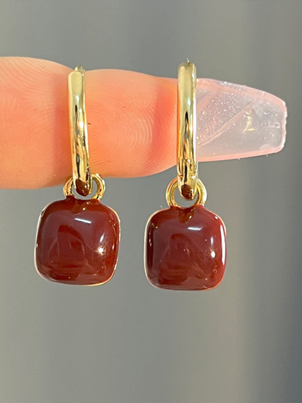 Red Bean Spiral Ear Clip Earrings - No Piercing