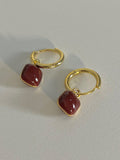 Red Bean Spiral Ear Clip Earrings - No Piercing