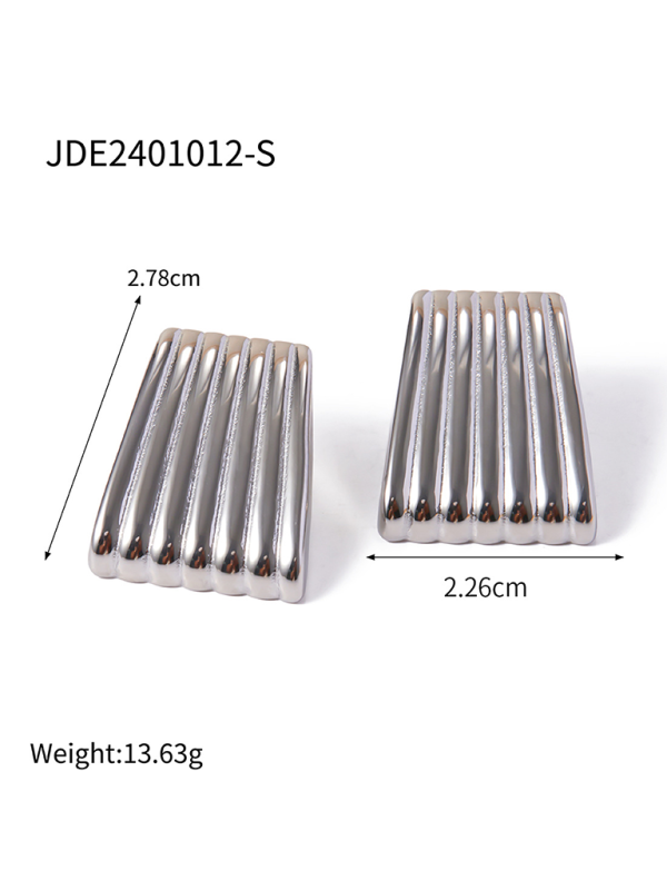 Striped Trapezoidal Earrings - Modern Geometric