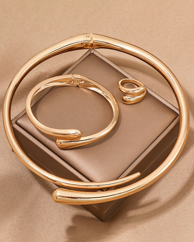 Geometric Ring Collar Bracelet Jewelry Three-Piece Set