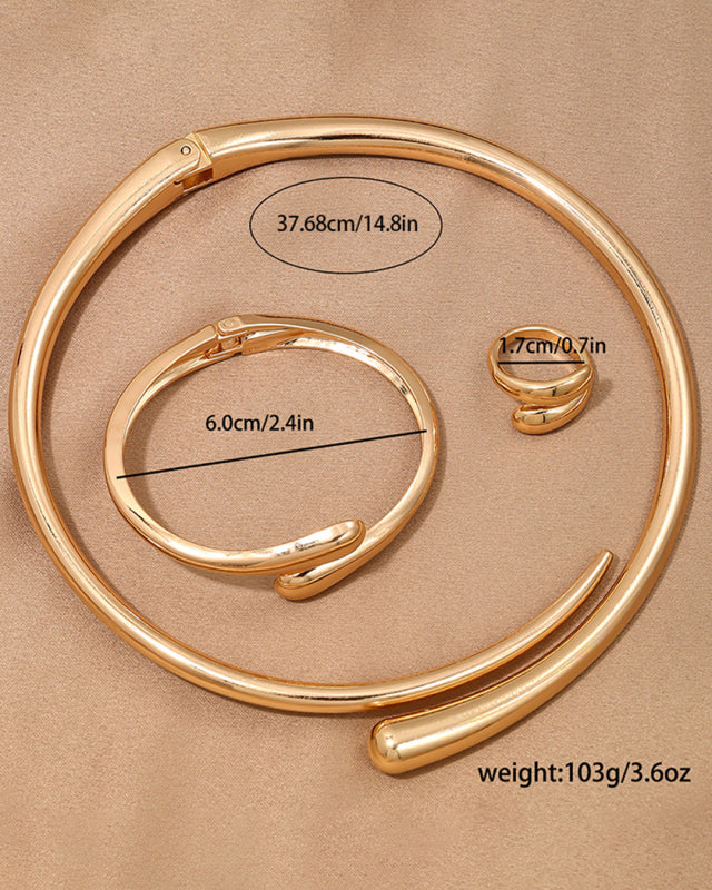 Geometric Ring Collar Bracelet Jewelry Three-Piece Set