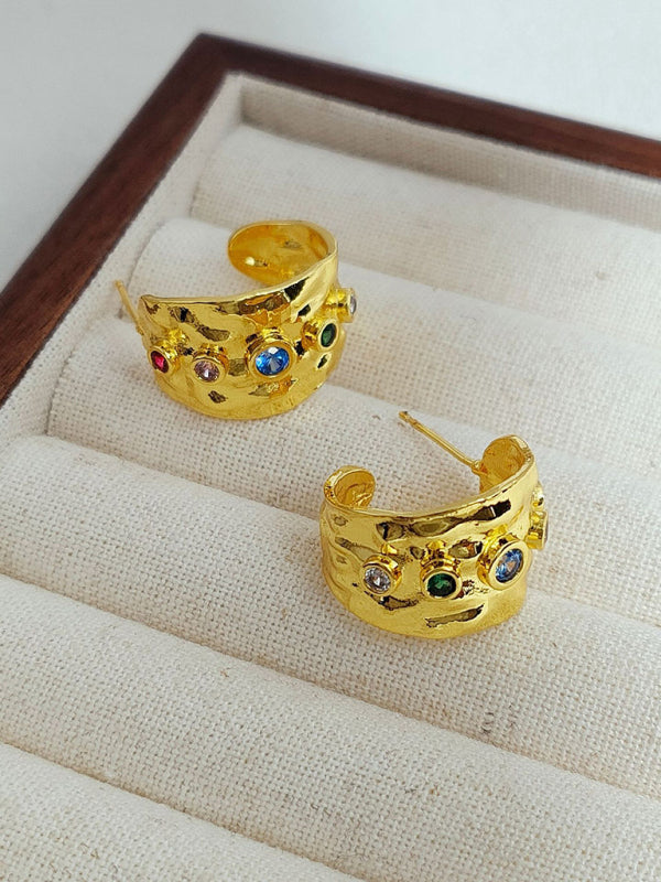 Colorful Zircon Earrings - Retro Style